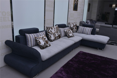 蓝珊瑚转角布艺沙发 小户型客厅的现代简约爆款之选